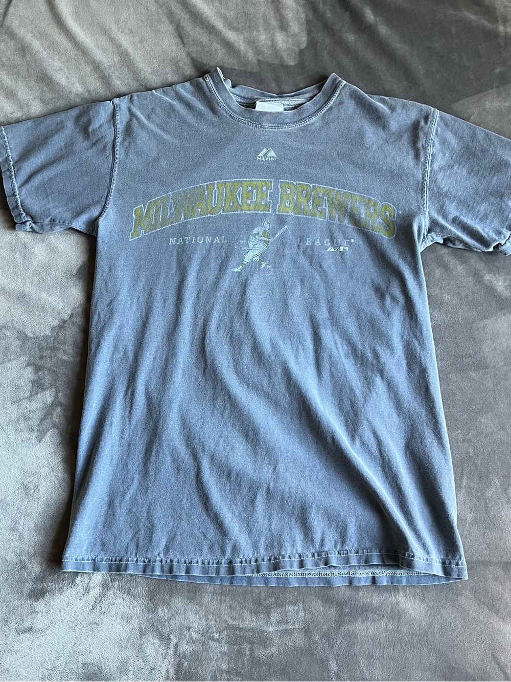 Vintage Majestic Blue Milwaukee Brewers Short Sleeve Tee - Men's